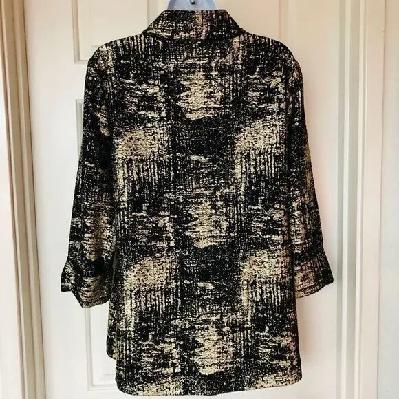 NWOT JM Collection Gold Metallic Print Jacket - Picture 5 of 15